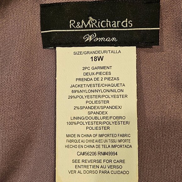R&M Richards Elegant Lavender Lace Jacket Tiered Dress 18W formal party glitz - Picture 14 of 16